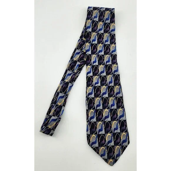 Lot of 2x J. GARCIA Men's Silk Necktie Warthog Glasses Limited Ed. Geometric - Picture 2 of 10